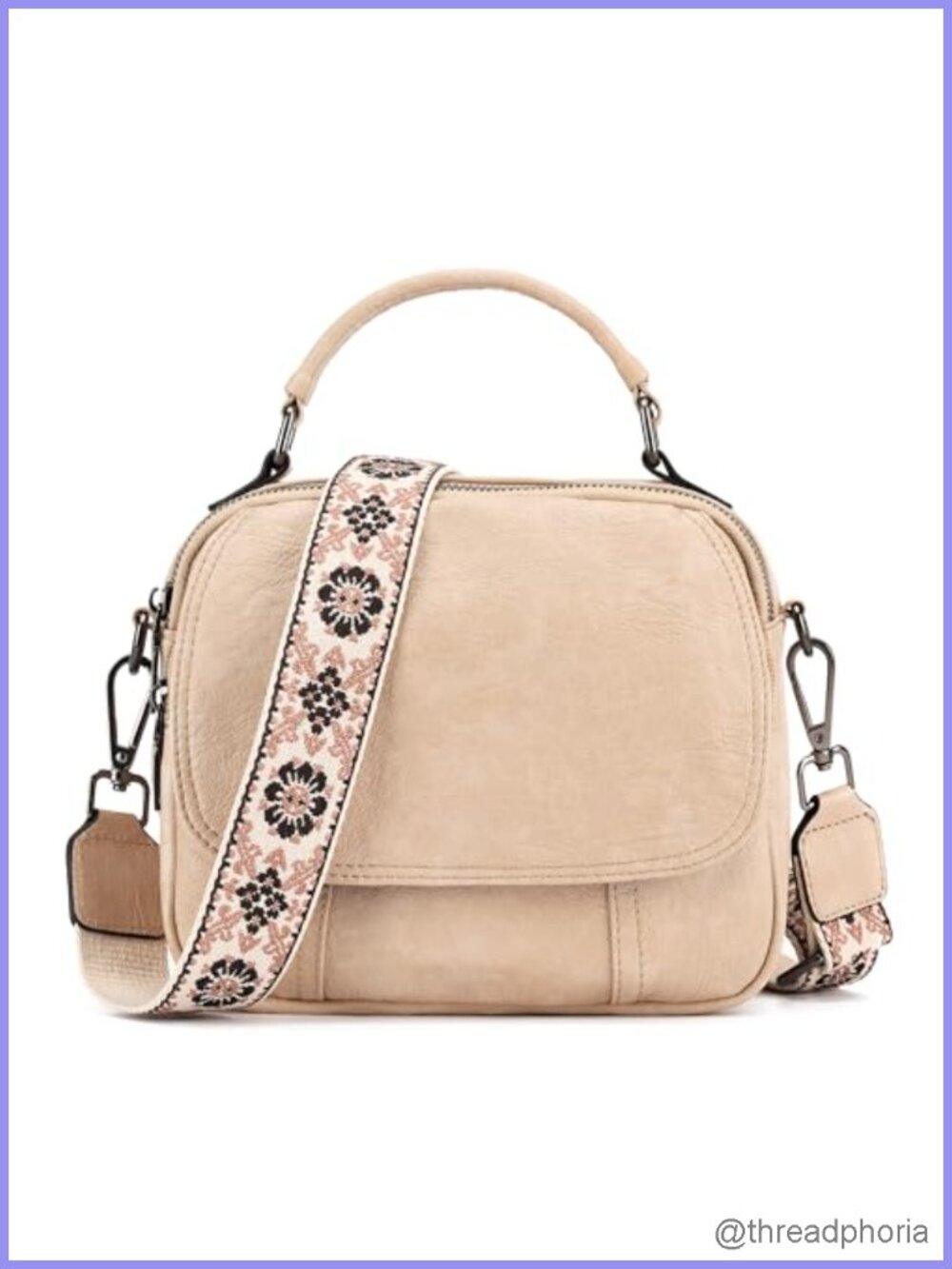 PU Leather Women's Crossbody Bag with Adjustable Guitar Strap, Large Capacity